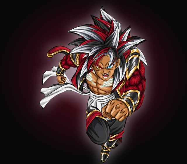 Vorzar, a fighter with crimson and silver hair and crimson fur on his arms, charging forward