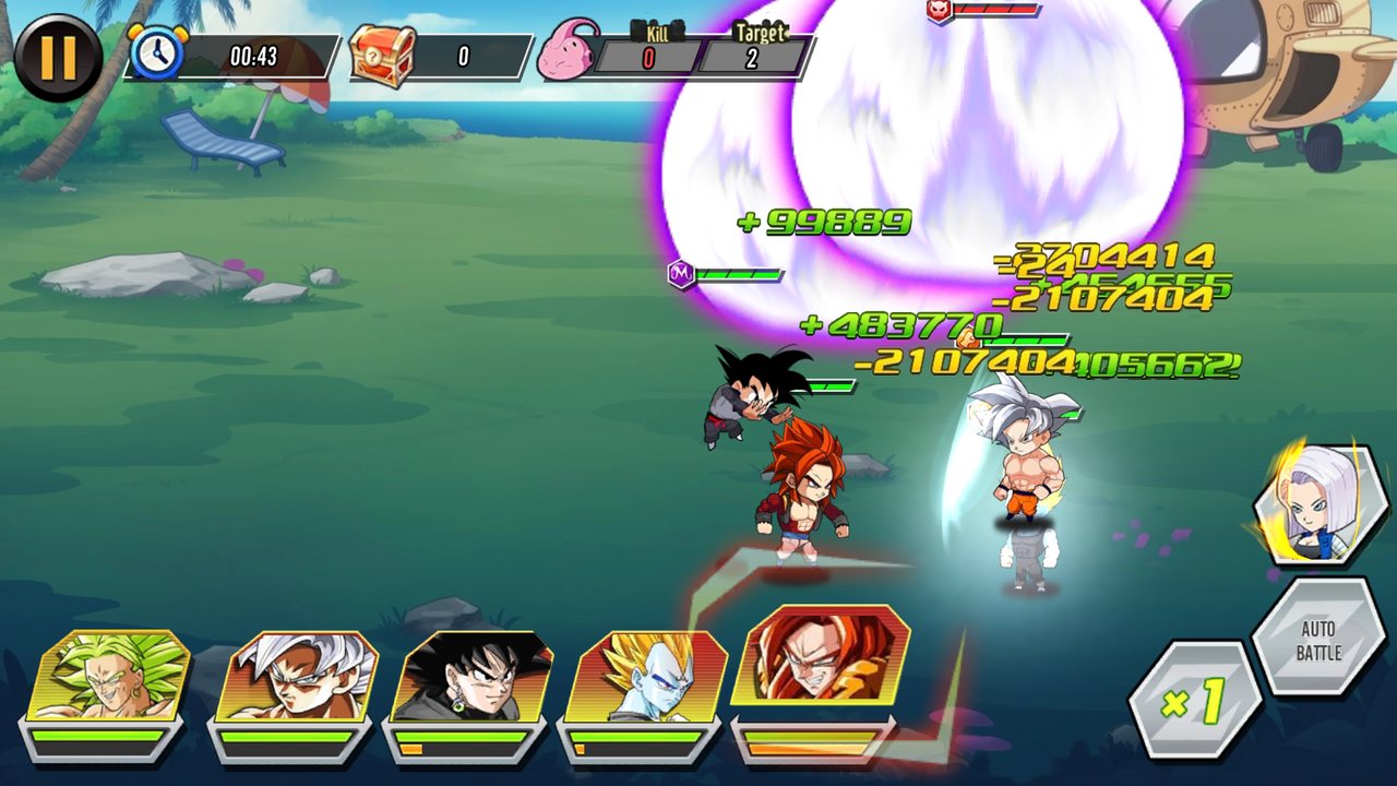 Goku Black's dark sphere over the battlefield