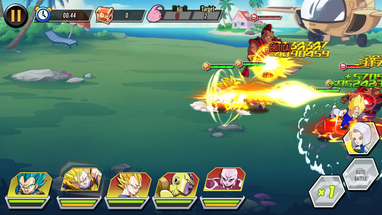 Golden Frieza's beam crossing Majin Vegeta's flames